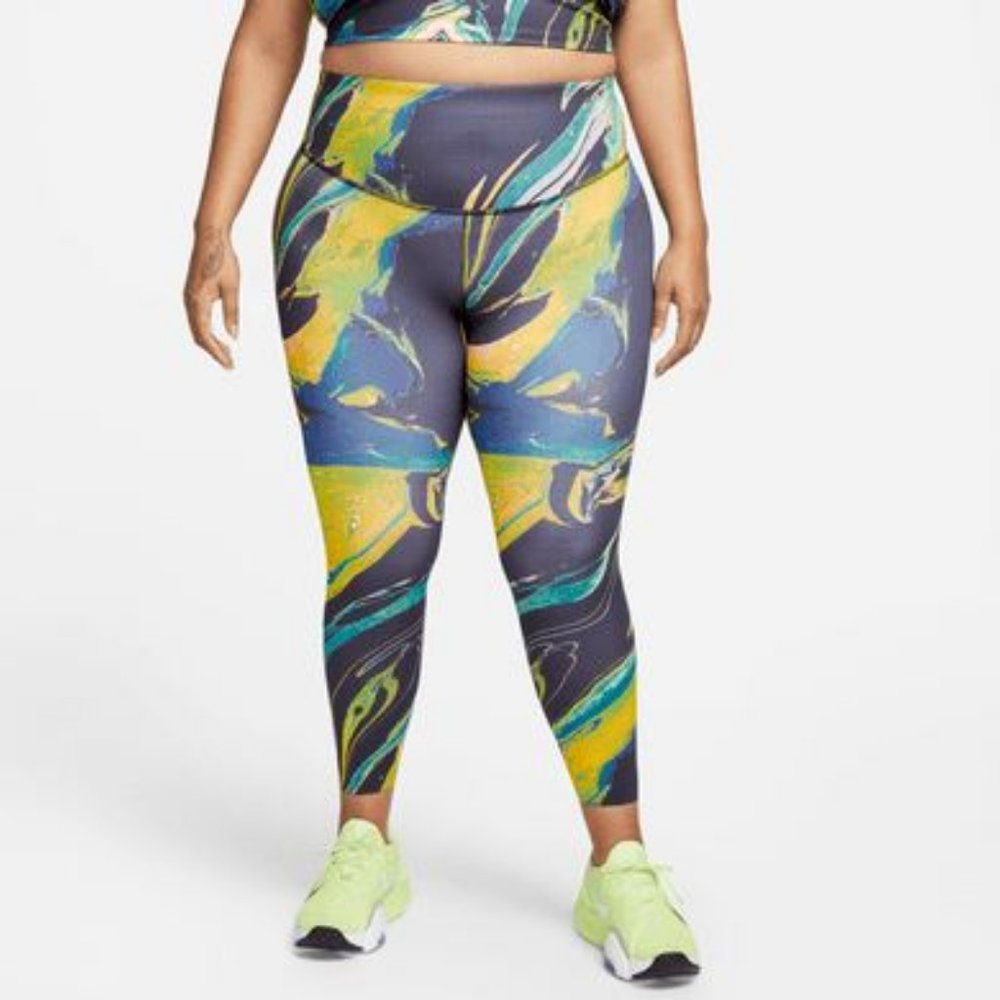 $100 Nike One Luxe Aurora Mid-Rise 7/8 Marbled Leggings